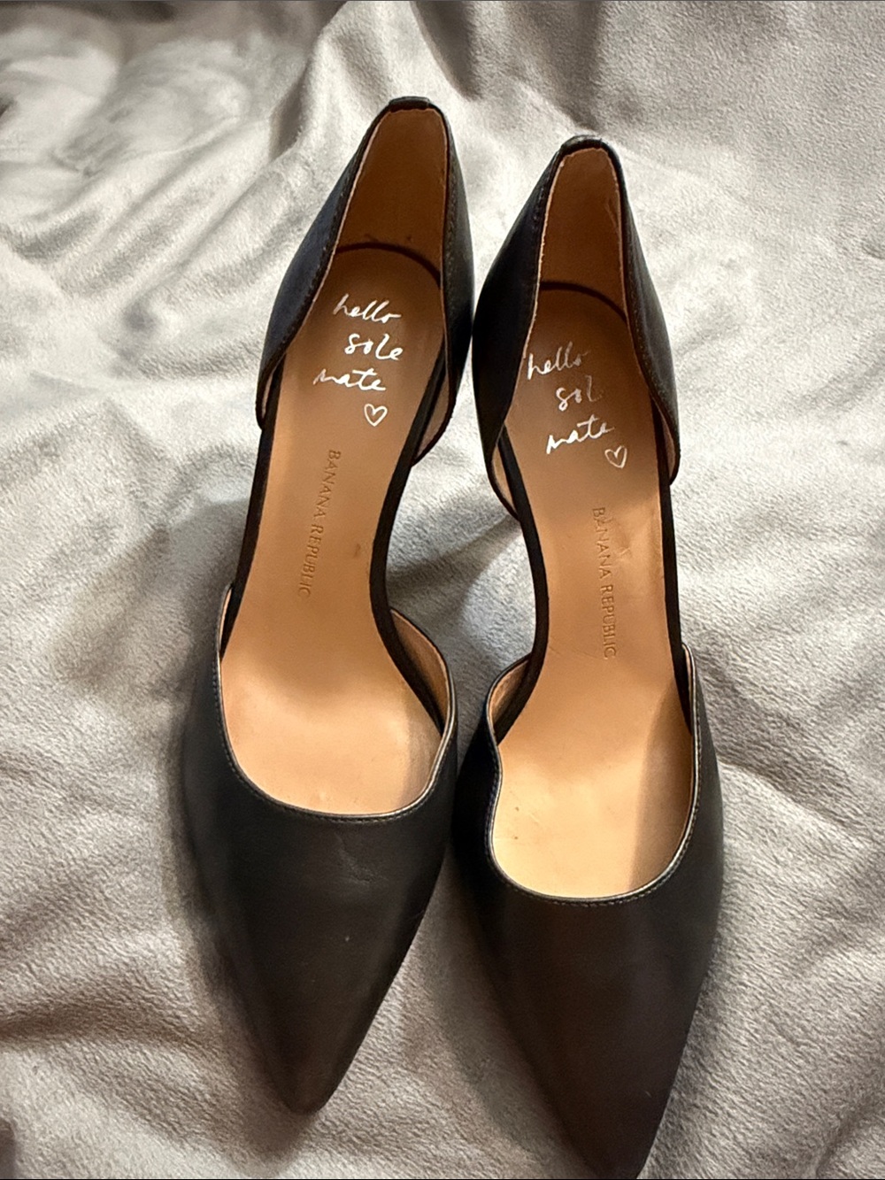 Banana Republic Black Leather D'Orsay Pointed-Toe Heels